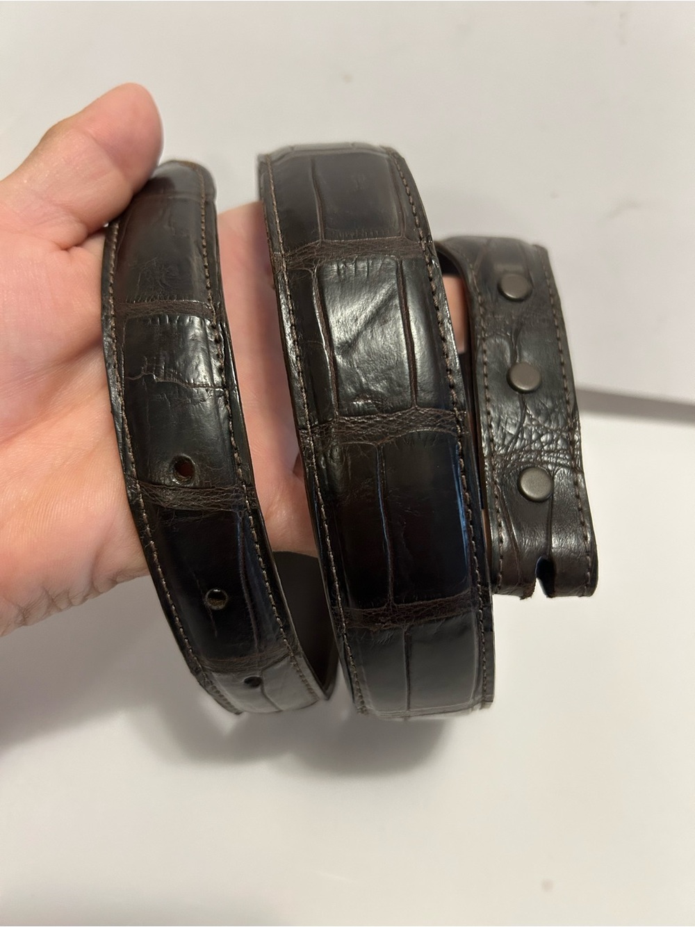 Kemo Sabe Genuine American Alligator Tapered Belt Strap Brown 32 USA